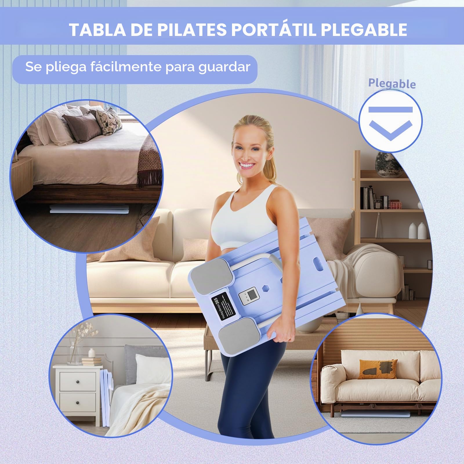 WingFly Tabla de pilat, máquina reformadora Multifuncional para Abdominales, Pilates Board Plegable con Rebote automático, Cuerda de Tensión y Temporizador, para Gimnasio en Casa