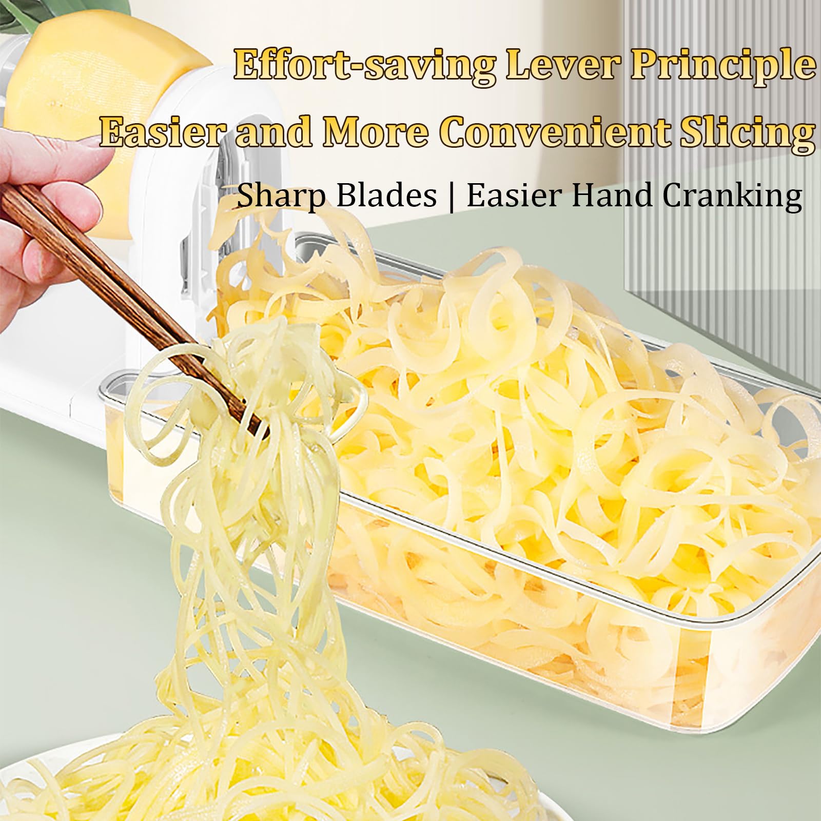 Spiralizzatore per Frutta, Grattugia a Spirale per Verdure con 4 Lame, Grattugia per Affettare E Sminuzzare, Protezioni Multiple, Contenitore per Lame, per Ristoranti Che Servono Hot Pot