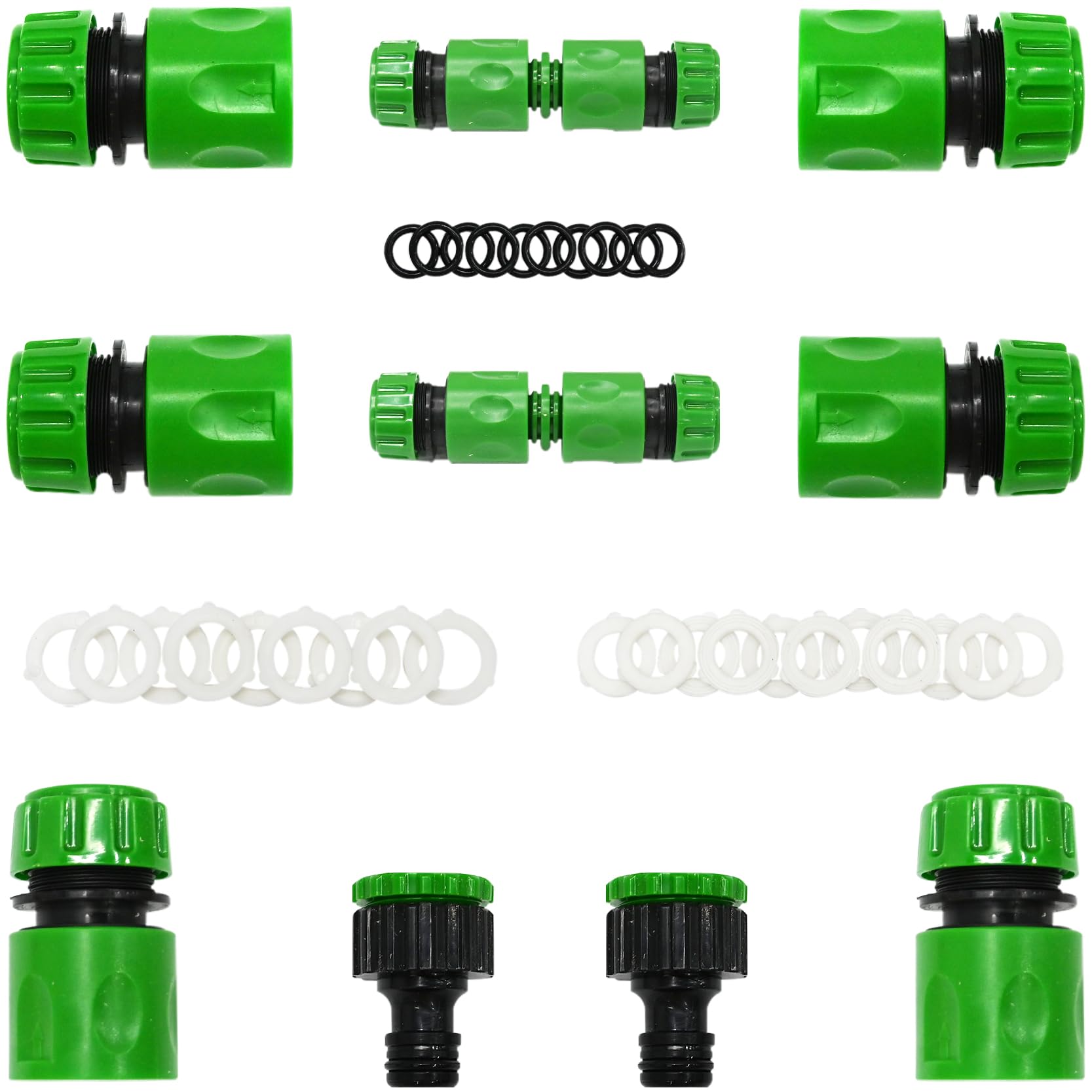 Armo® 28 x Garden Hose Pipe Connector, Hose Repair Connector, Quick Connect, Y Splitter, Male Threaded Adapter Male & Female Connectors, 2 Way Tap Fittings, Multi Faucet Connectors