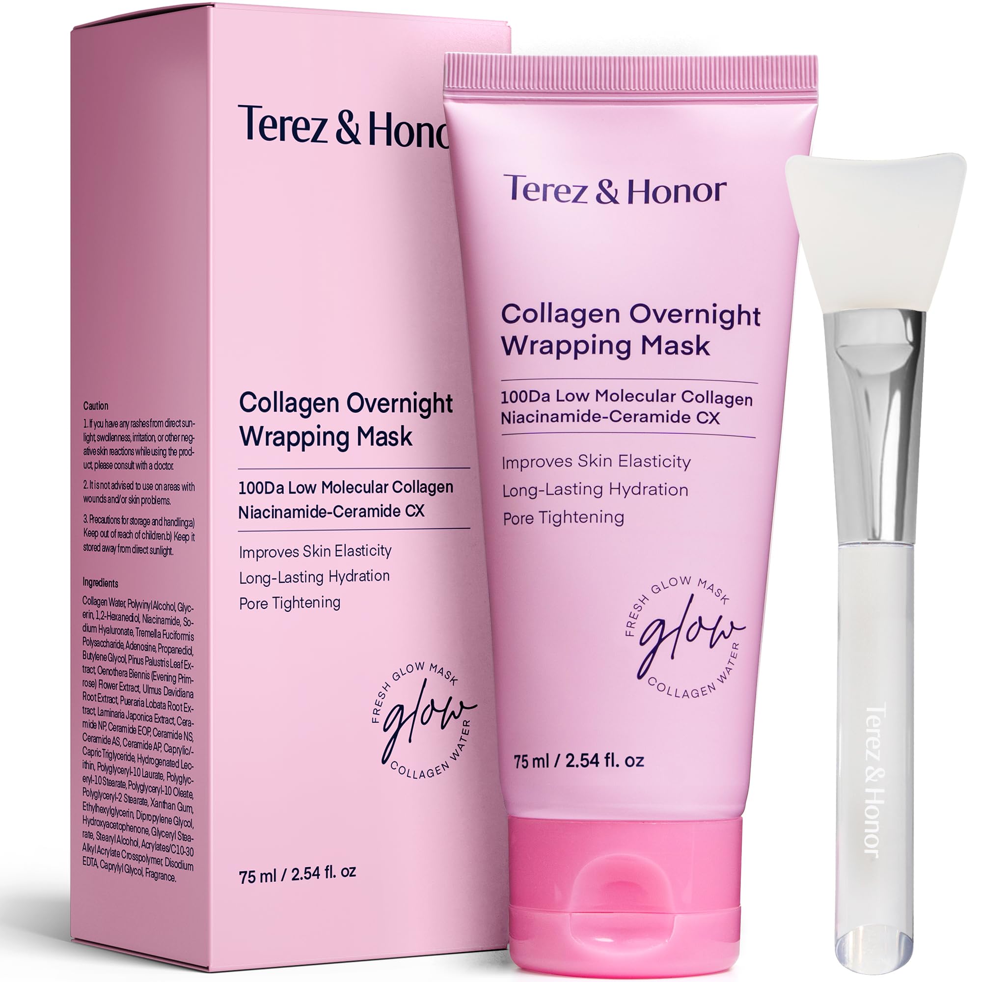 Collagen Night Wrapping Peel-Off Mask: Korean Face Mask for Elasticity, Hydrating & Glow - 100Dalton Smallest Molecular Collagen for Glass Skin - Dermatologist Tested All Skin Types 3.4 FL OZ / 100mL