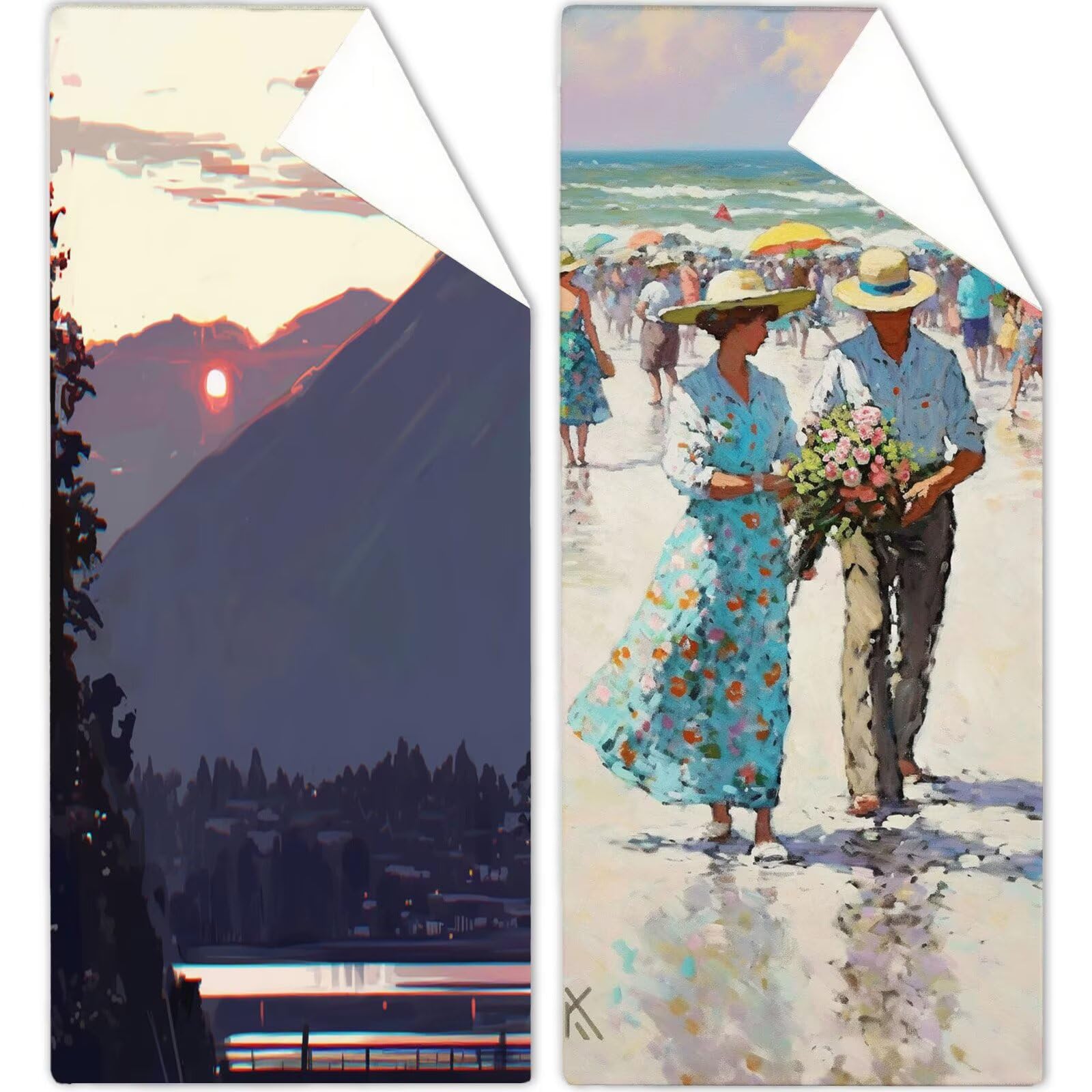Mikrofaser Strandtuch 100x200cm, Landschaft Strandtuch Paris Saunahandtuc 2 Stück Stranddecke Sandfrei, Schnell Trocknendes, Saugfahiges Strandmatte, Sporthandtuch für Reise Urlaub Schwimmen OC-1007