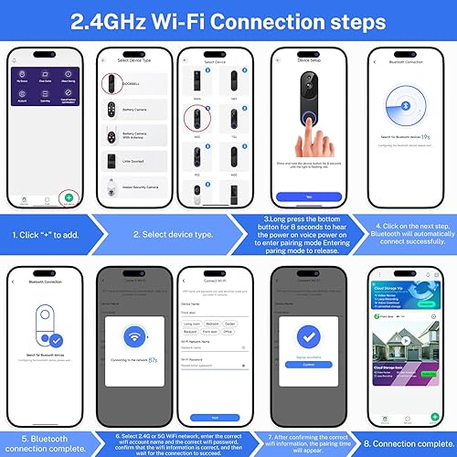 Miniatura 8 de Cámara inalámbrica con timbre de batería, detección inteligente de inteligencia artificial humana y movimiento, conversación de 2 vías, visión