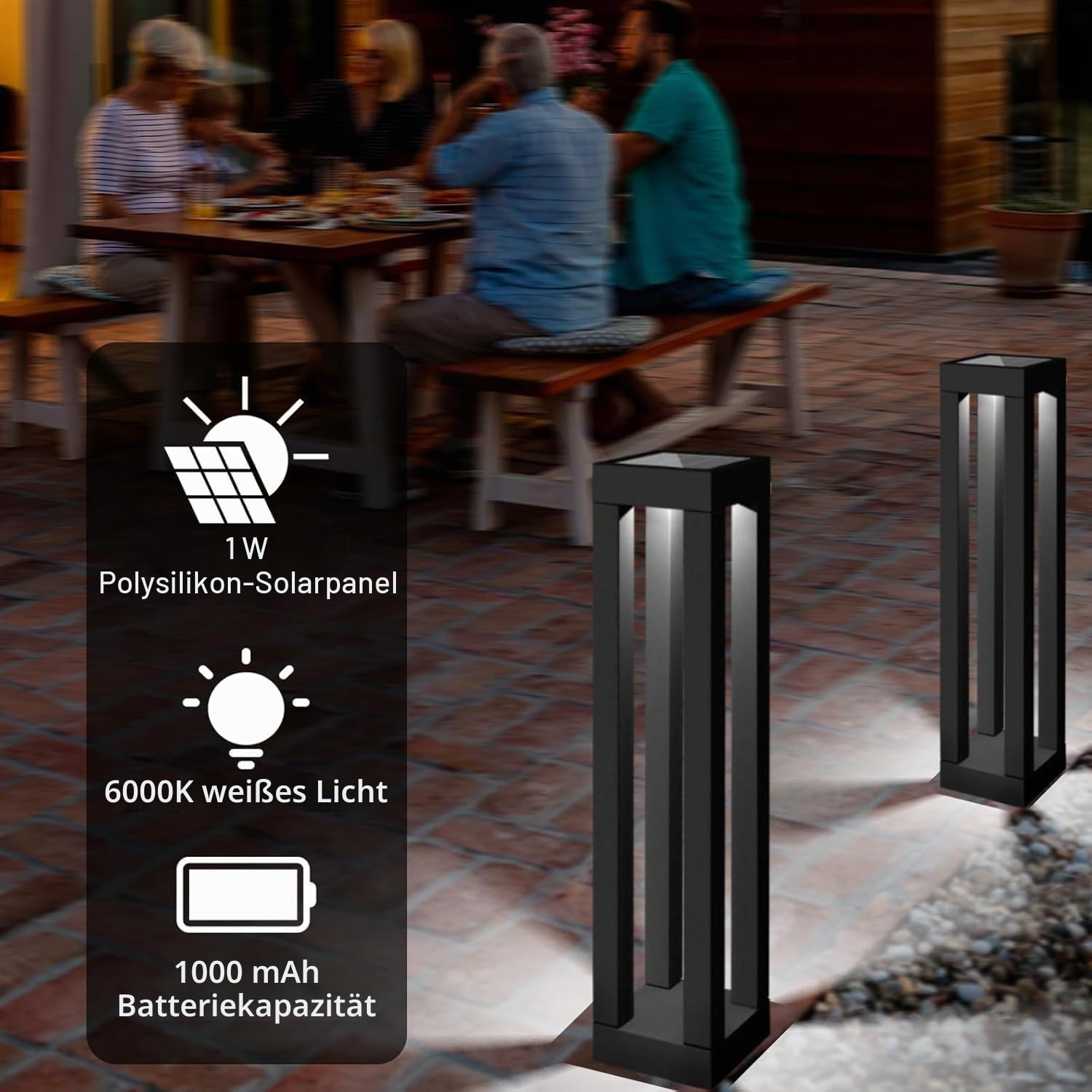 Solar-Außenbodenlampen, Edelstahl Gartenbeleuchtung, Wasserdicht, für Garten, Terrasse und Wege (4)