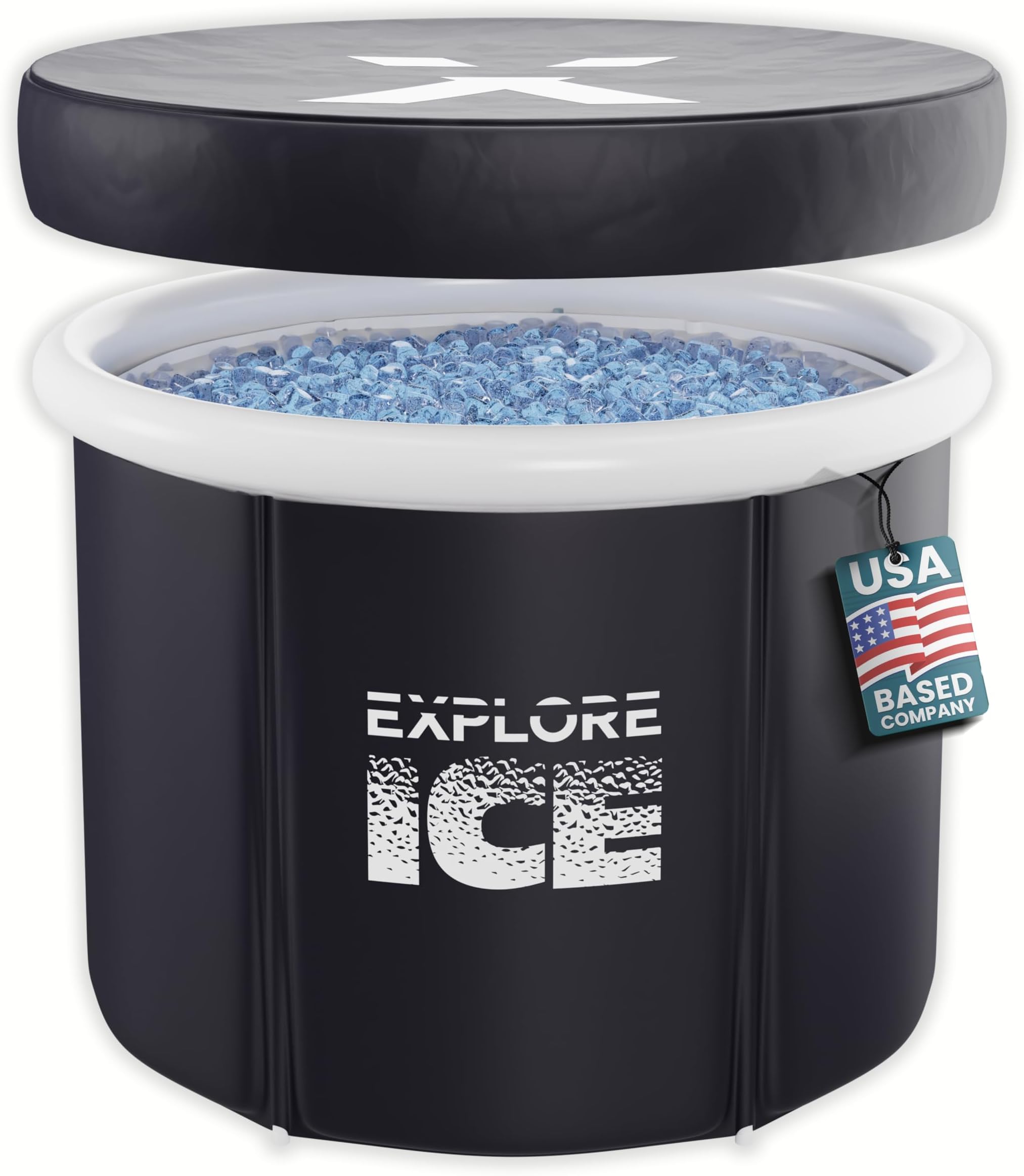 Explore Fitness Large Portable Ice Baths Tub for Recovery/Cold Water Therapy Outdoor, Athletes, Folding Adult Plunge Pool