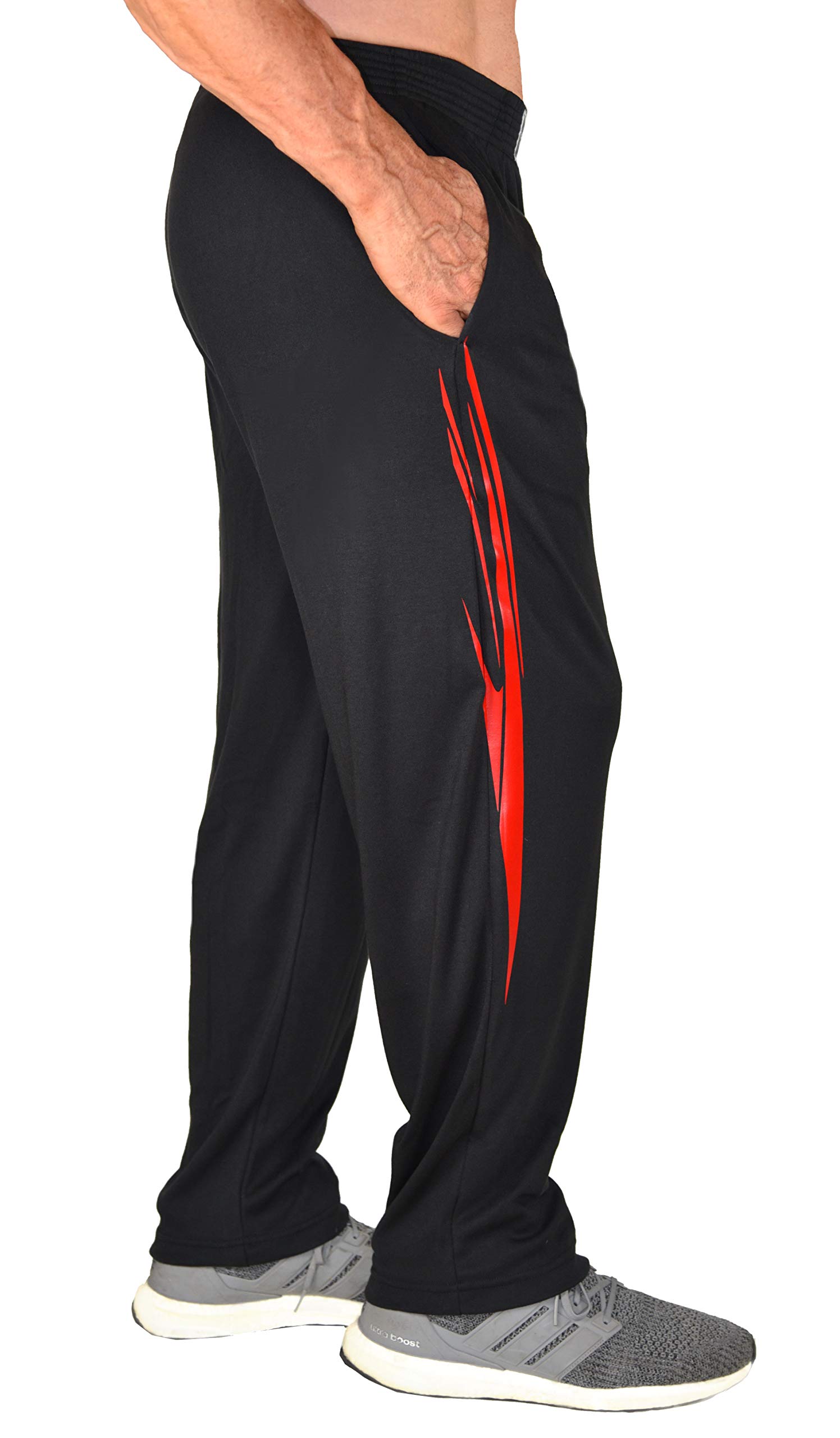 Baggy Workout Pants in Black with red Spear Design