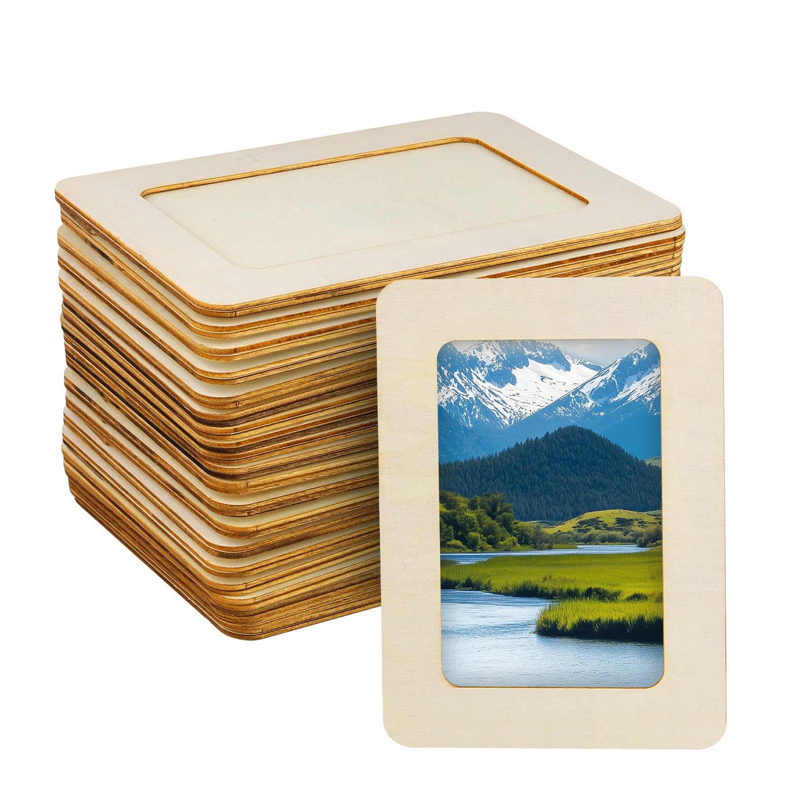 Cadres en bois pour bricolage SINJEUN de format 8,9 x 14 cm - Lot de 40