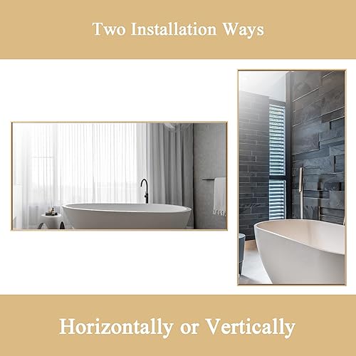 Miniatura 31 de Espejo de baño dorado naranja de 30 x 30 pulgadas para pared, espejo rectangular rectangular con marco de aluminio, moderno grande para dormitorio