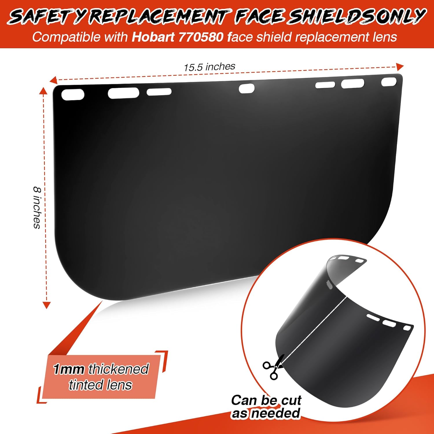 Feekoon 1 Pack Face Shield Replacement Lens with Helmet Pads, Tinted Full Face Shield Compatible with Hobart 770580, Replacement Foam Padding Kits for Welding, Grinding, DIY, Cosplay Helmet