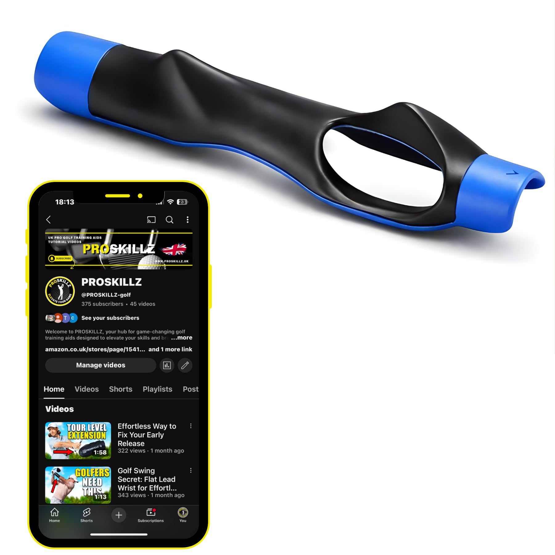 PROSKILLZ UK PRO Golf Grip Trainer with Free Tutorial Videos – Enhance Hand Placement & Muscle Memory for Better Swing, Accuracy & Control – Durable for All Skill Levels