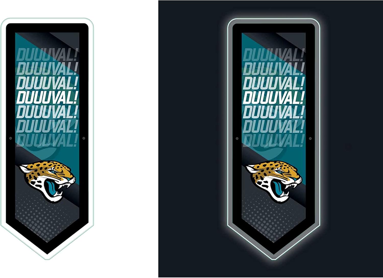 Team Sports America Evergreen NFL Jacksonville Jaguars | Ultra-Thin LED Light Wall Sign Decor | Large Pennant Banner | 9 x 23 Inches | Made in the USA
