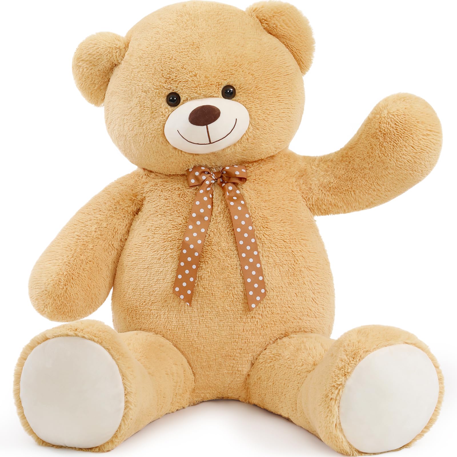 MorisMos Giant Teddy Bear 130 cm,Adorable and Cuddly Big Bear Stuffed Animal 1.3m, Classic Teddy Bear Plush Gift Decoration for Christmas, Baby Shower,Party,Birthday,Valentines Day,Lightbrowndot — image 1