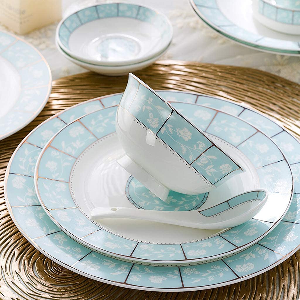 H3TF5J Ceramiczny zestaw zastawy stołowej, 48 elementów europejskiej zastawy stołowej, Bezpieczny materiał w Chinach, rodzinny prezent, ręcznie malowane złoto kunsztu