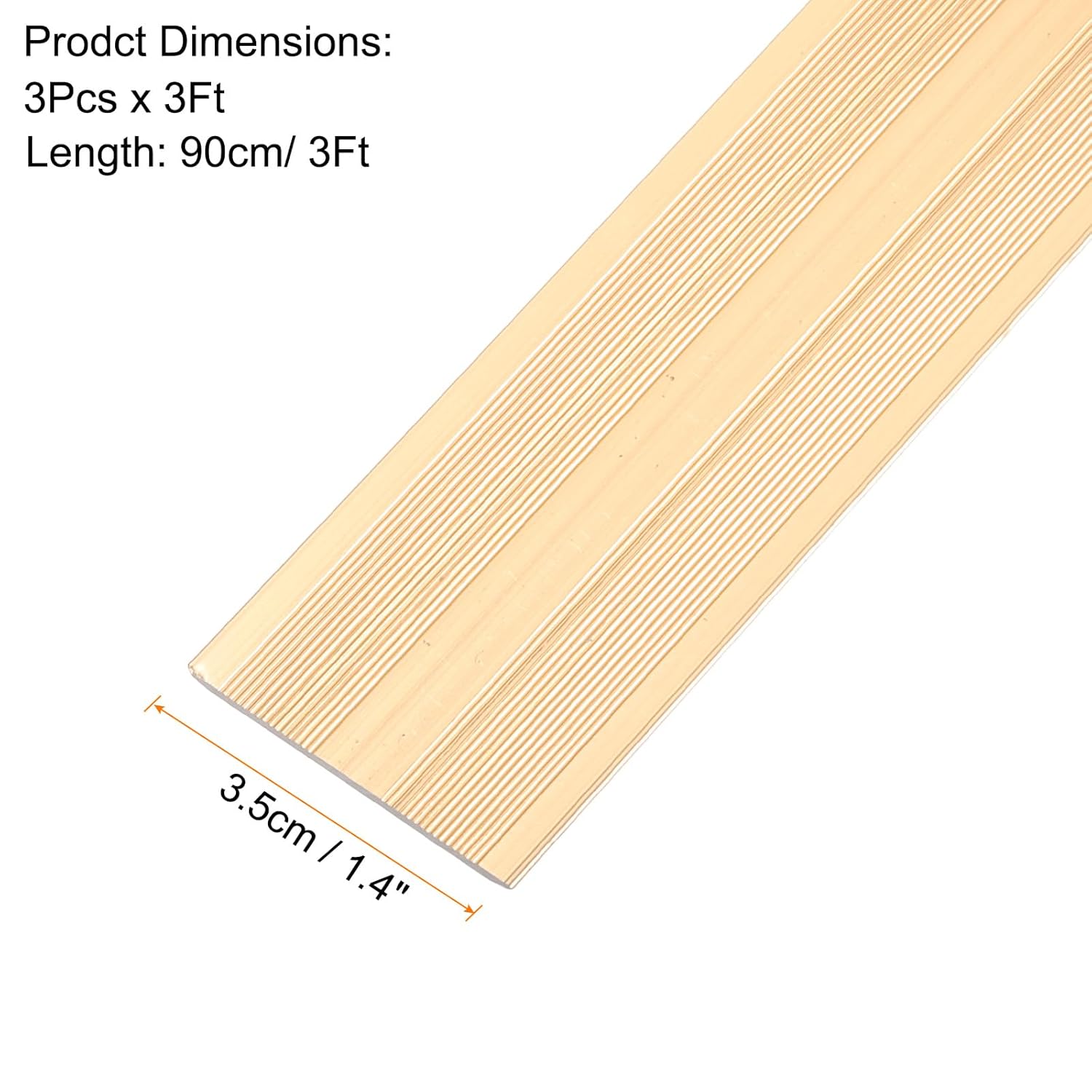 uxcell 3 Pcs Aluminum Flat Molding Floor Transition Strip, 1.4" x3 Ft Flat Divider Strip Trim for Doorway, Laminate Flooring, Joining Flooring Gaps of Laminate Planks Tile, Gold