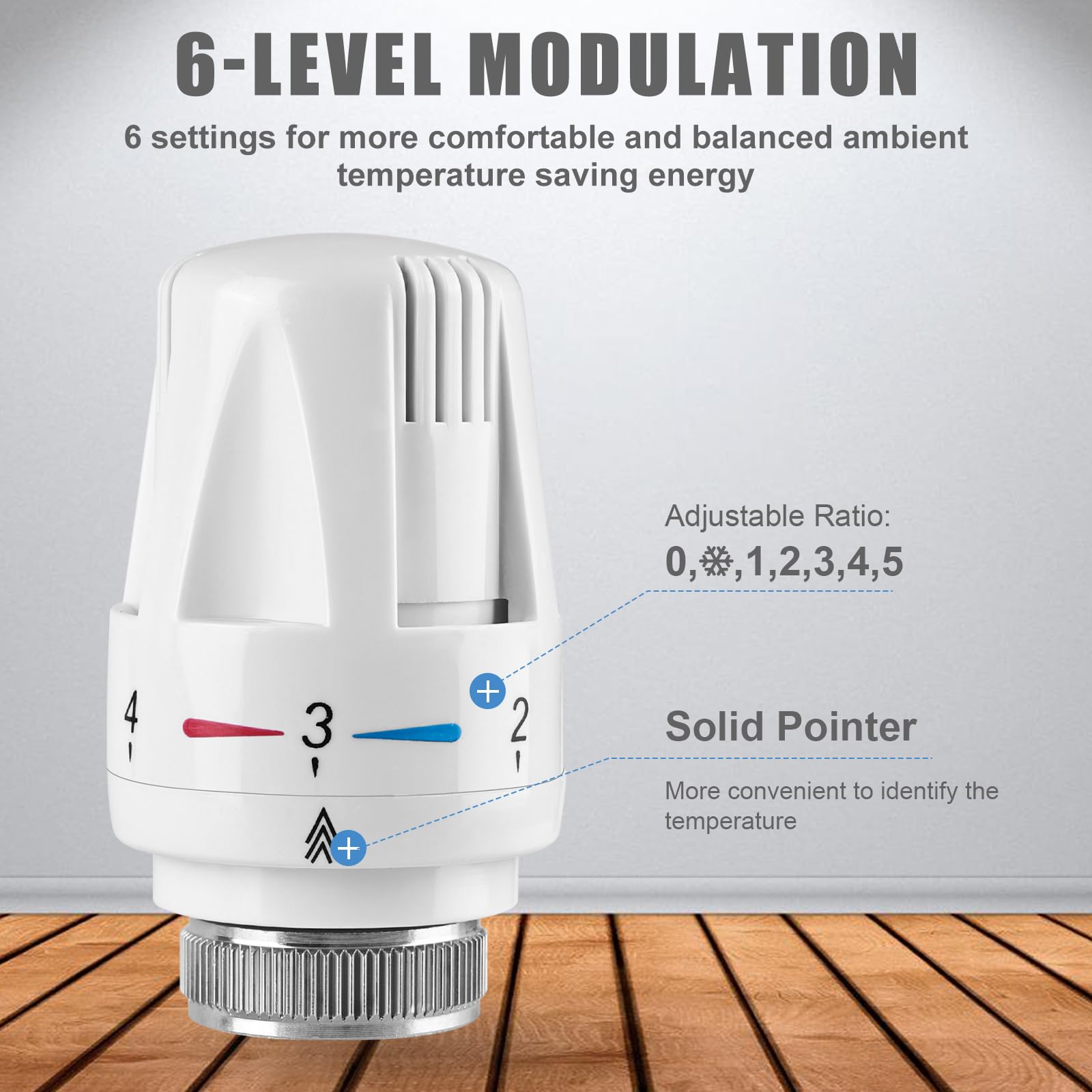 Robinet Thermostatique Radiateur Tête Thermostatique M30 X 1,5 BYZESTY 6 Pièces