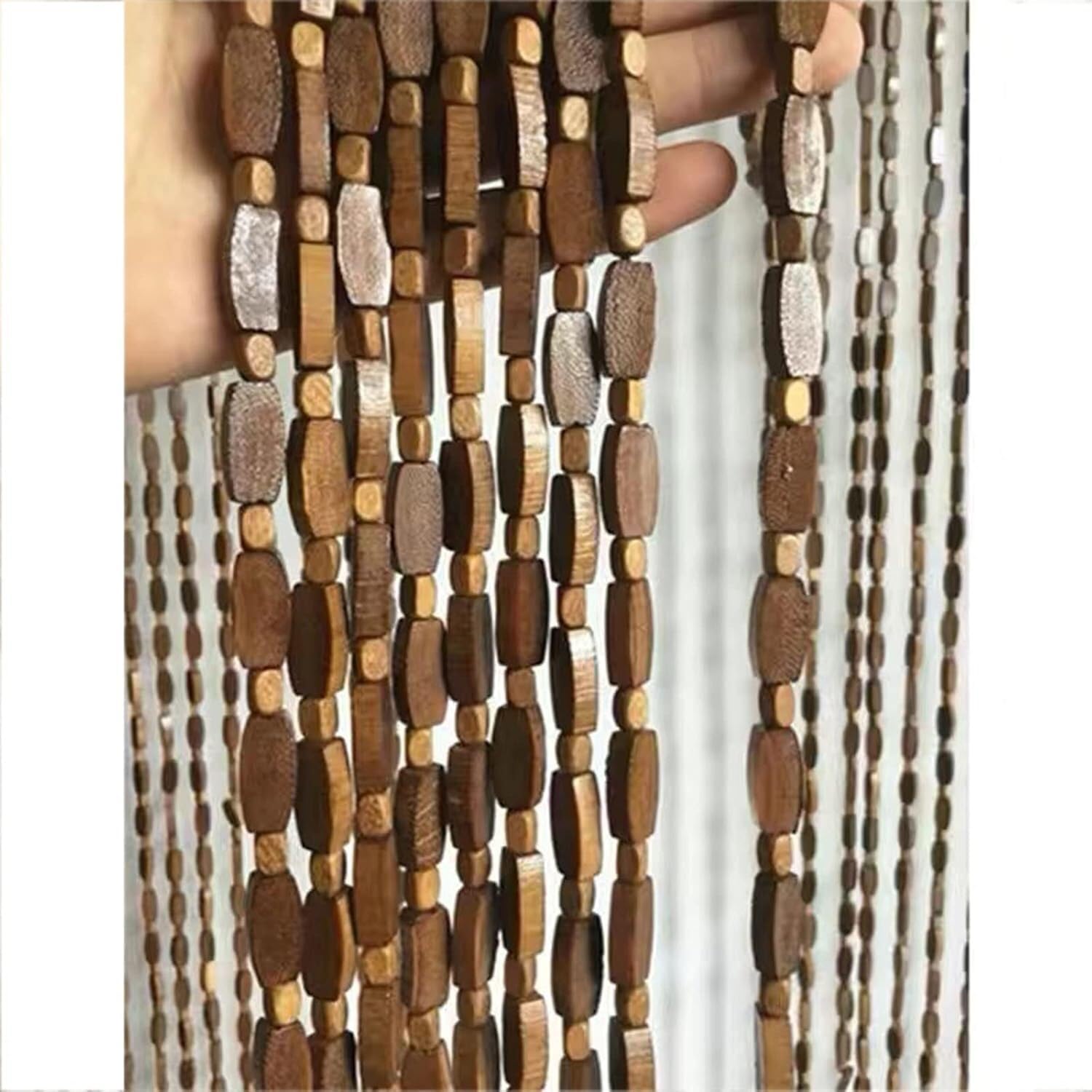 HNZHUXUE Beaded Door Curtain Bamboo Bead Door Living Room Partition Vintage Style Handmade Hanging Beaded Curtain Door Blinds Doorway Decoration/50 Strands (90 * 200Cm)
