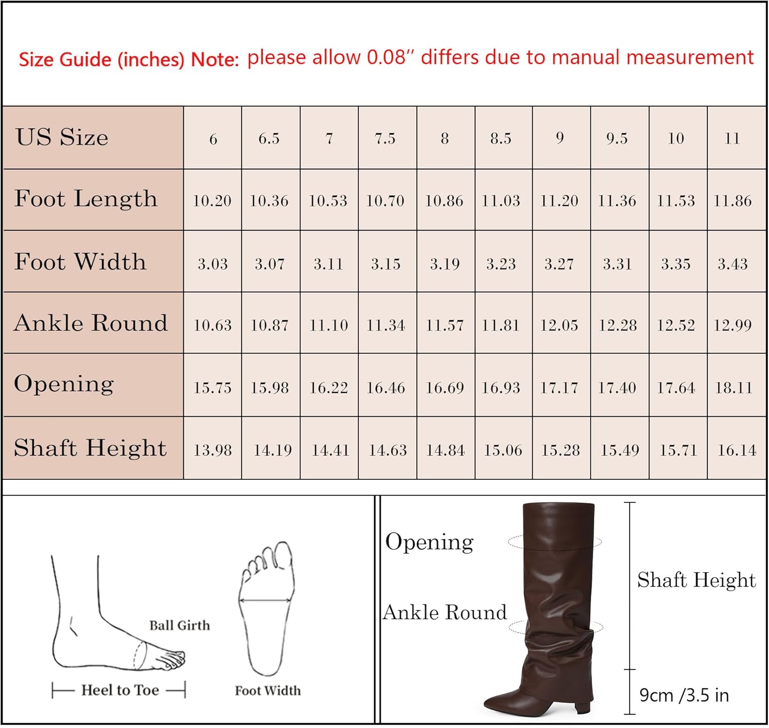 Modatope Knee High Boots Women Fold Over Knee High Boots Chunky High Heels Long Boots Zipper Pointed Toe Dress Tall Boots for Women - Image 7