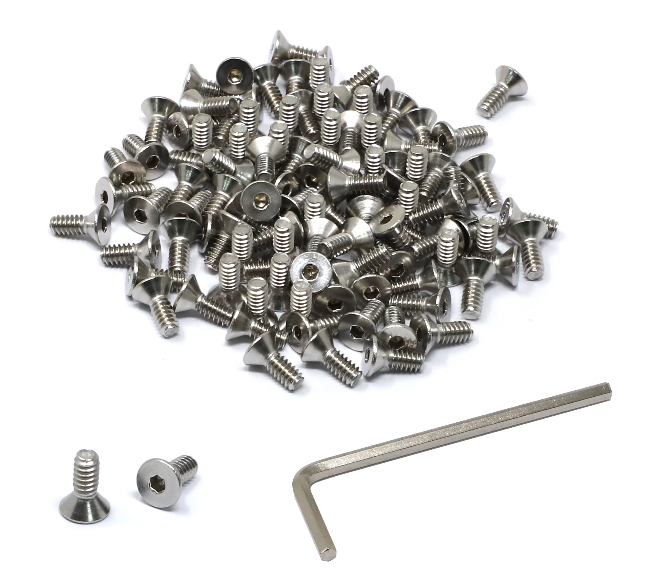 iexcell 100 Pcs #6-32 x 3/8" Stainless Steel 304 Hex Socket Flat Head Cap Screws Bolts Kit