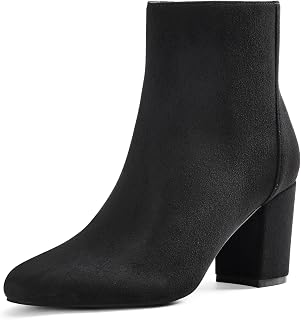 Women's Ankle Boots, Round Toe Chunky Heel Booties, Side Zipper | Versatile style pairs easily with jeans, dresses and skirts for fall, winter, work, dates and everyday wear.
