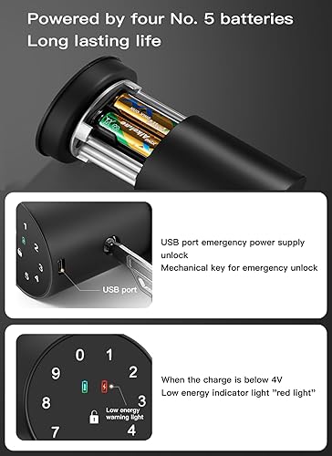 Miniatura 5 de Cerradura inteligente, perilla de puerta de huellas dactilares, cerrojo WiFi integrado, entrada sin llave, cerraduras de puerta electrónicas, fácil