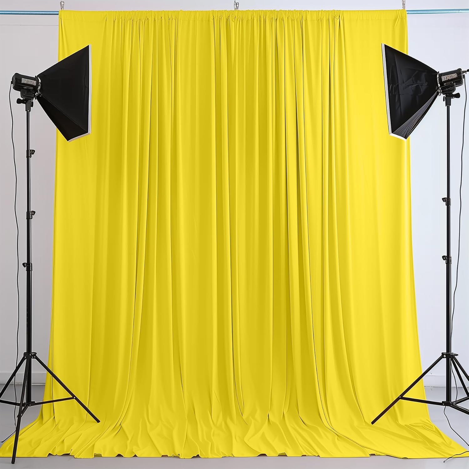 GALLETY 20 FT x 10 FT Yellow Backdrop Curtain - Polyester Backdrop Curtain Panels with 4 Inch Rod Pockets - Wedding Ceremony Party Home Window Decoration