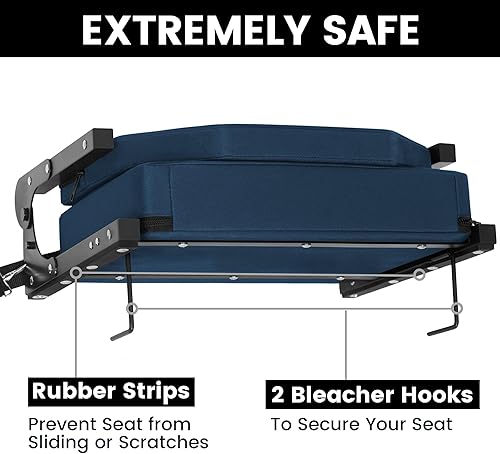 Miniatura 6 de Asientos de estadio para gradas, asientos de gradas con respaldo y cojín de espuma ultra acolchados y cómodos, sillas de estadio portátiles anchas