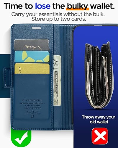 Miniatura 3 de AICase Funda tipo cartera para iPhone 13 Pro con bloqueo RFID de cuero con cierre magnético, fuerte cierre magnético, funda protectora para tarjetas