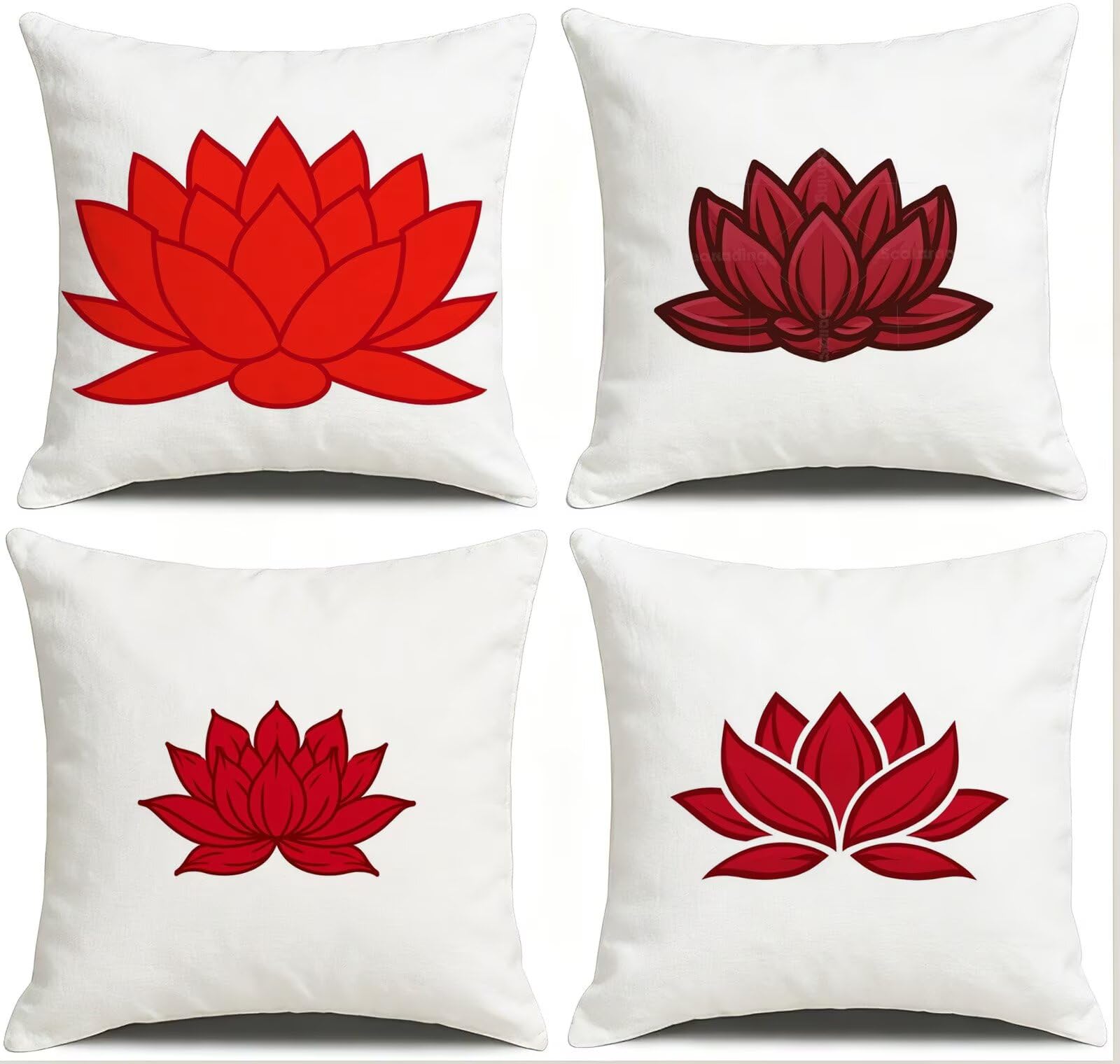 Rosso Federe Cuscini Divano 60x60cm, Cuscini da Esterno Set de 4, Cod-106 | Lin Copricuscini Decorativi Letto Arredo, per Letto, Soggiorno, Giardino, Esterno, Casa Decorazione Set di 4 Semplice