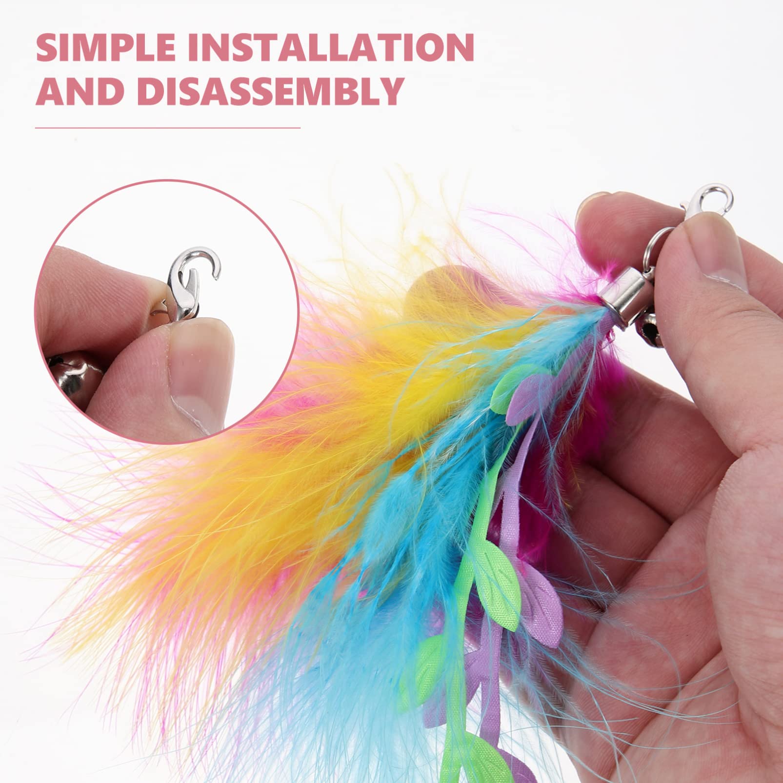 Mipcase 30pezzi Giocattoli Interattivi Per Gatti Teste Di Ricambio Per Bastoni Da Gioco Accessori Per Gatti Indoor Stimola Attività Fisica e Interazione
