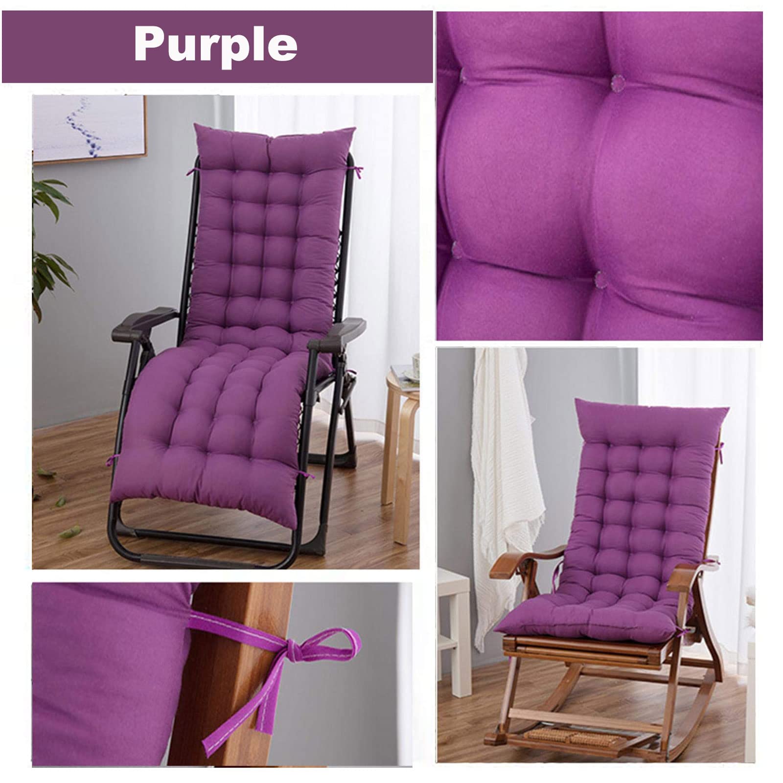 Giardino Reclinabile Cuscini Cuscini per Sdraio da Giardino Cuscini per sedie a Dondolo per Interni/Esterni Cuscino per Divano a Dondolo (Purple 61inch)