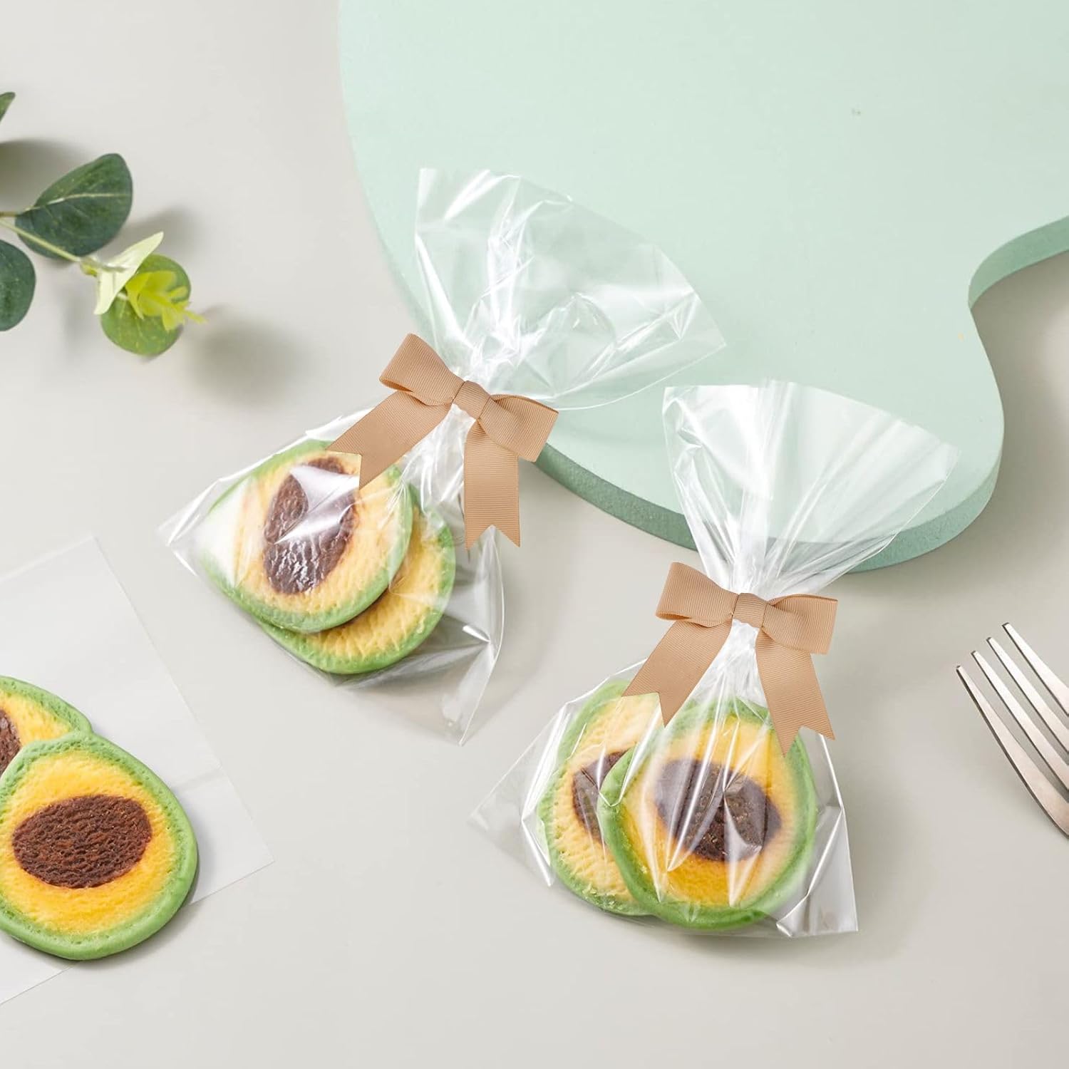 50 Pcs 3 Inches Grosgrain Ribbon Twist Tie Bows Tan Pretied Premade Craft Bows for Treat Bags Gift Wrapping Basket Wedding Baby Shower Brithday Christmas Party (Tan) - Image 4