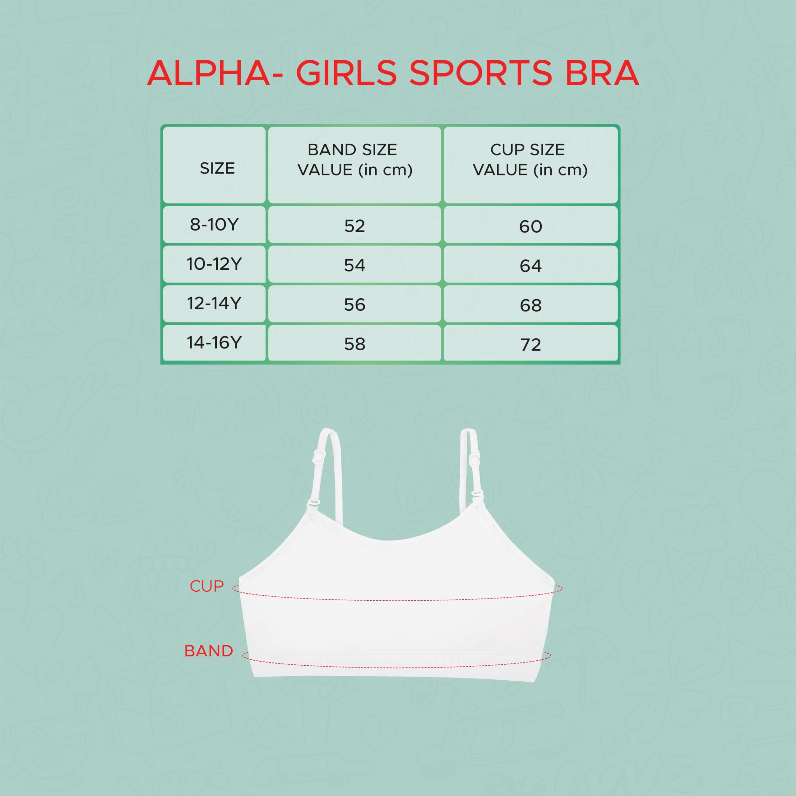 KYDA KIDS® Girls Antibacterial Cotton Printed Non Padded, Beginners Bra for Girls (Pack of 3) - Image 6 thumbnail