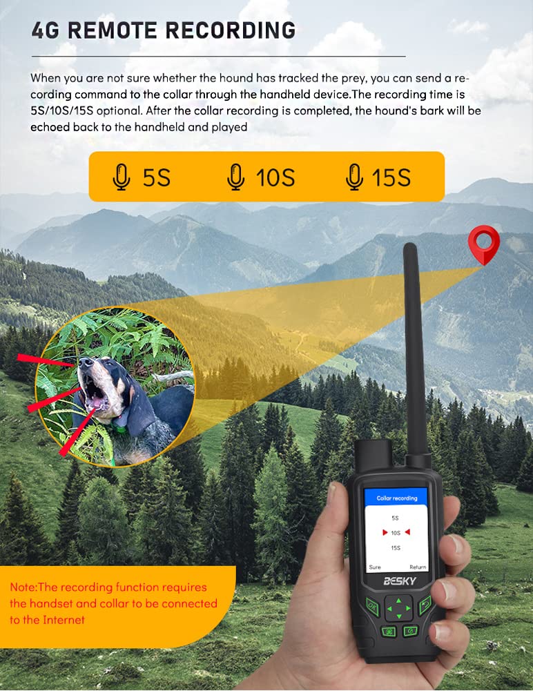 Localizzatore GPS per cani, trasmissione radio da 15 km, frequenza di aggiornamento 2,5 s, standby 35 ore, ideale per gli appassionati di caccia e avventure all'aria aperta