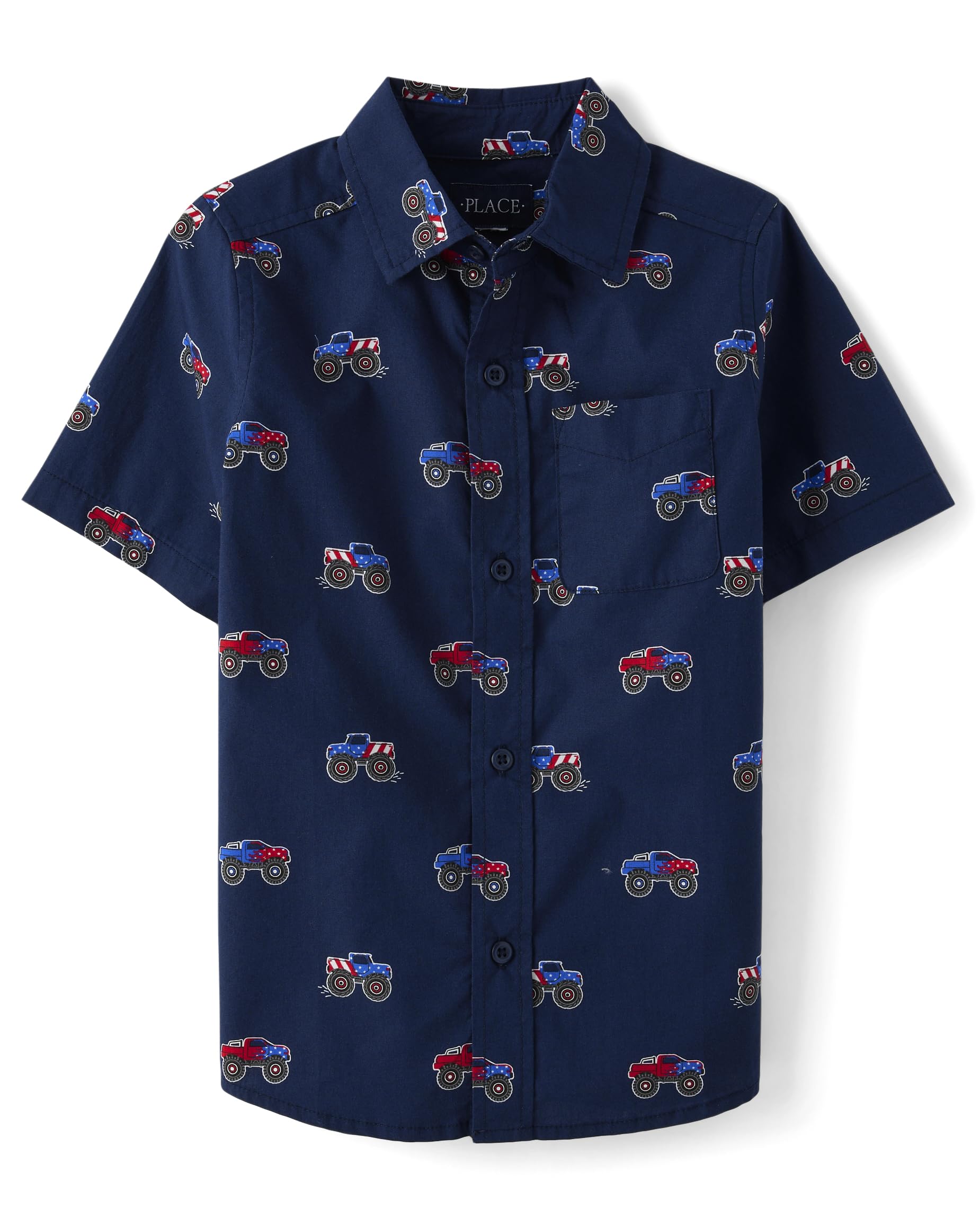 The Children's Place,Short Sleeve Button Down Shirt,Tidal,Small (5/6) — view 18