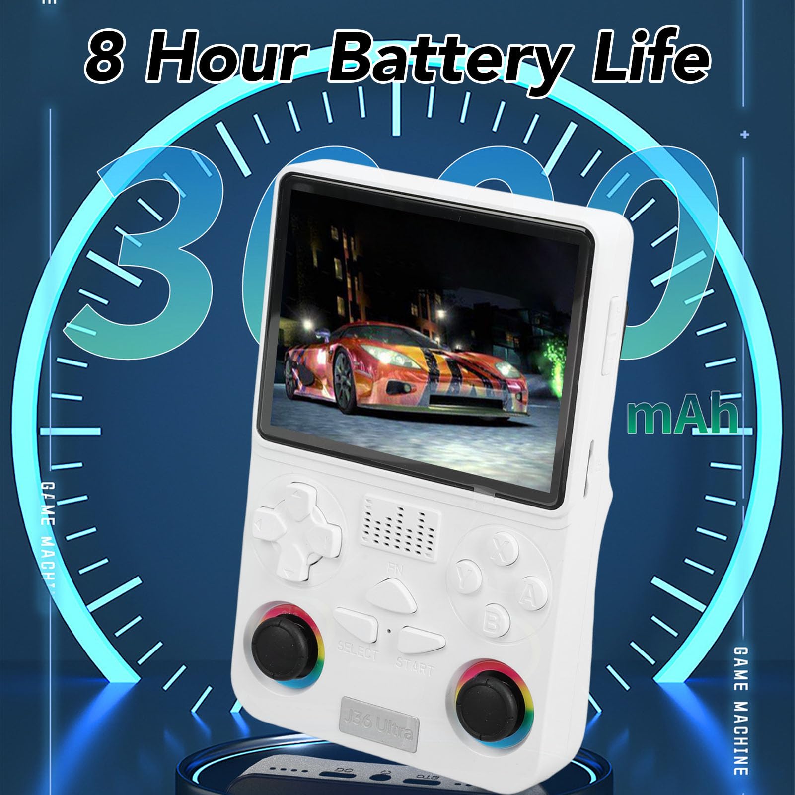 Retro-Handheld-Spielekonsole, 4-Zoll-Bildschirm-Spielekonsole, Integrierte 64-GB-Speicherkonsole mit 22000 Klassischen Spielen WiFi 5.1 für Spieler Jeden Alters (White)