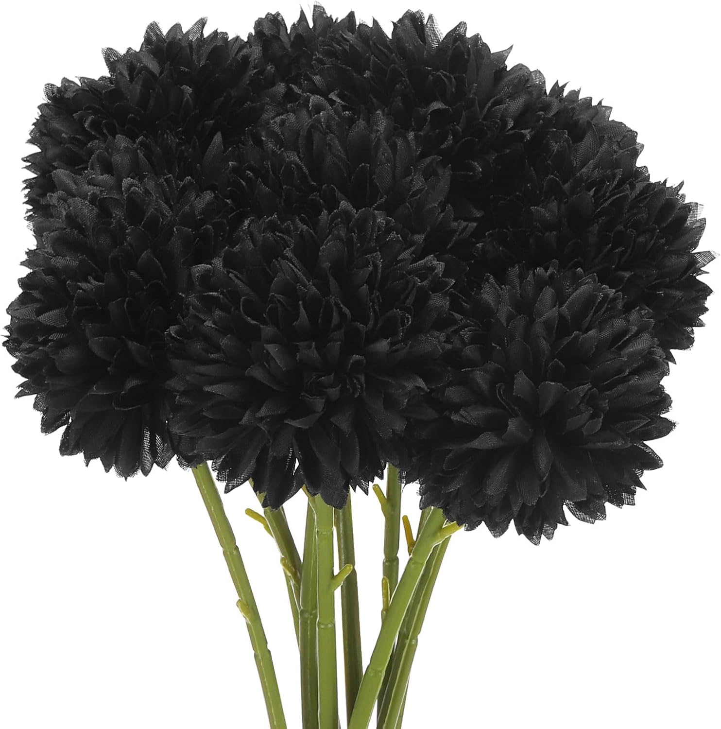 MECCANIXITY Artificial Flower Heads, Silk Chrysanthemum Ball Hydrangea Black Faux Flowers for DIY Craft Wedding and Party Decoration Pack of 24
