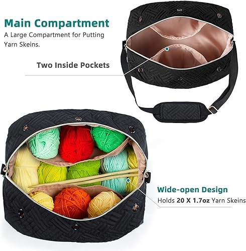 Miniatura 9 de Organizador de bolsas de ganchillo - Bolsa de tejer - Organizador de almacenamiento de hilo - Bolsa de hilo para ganchillo - Soporte de hilo para