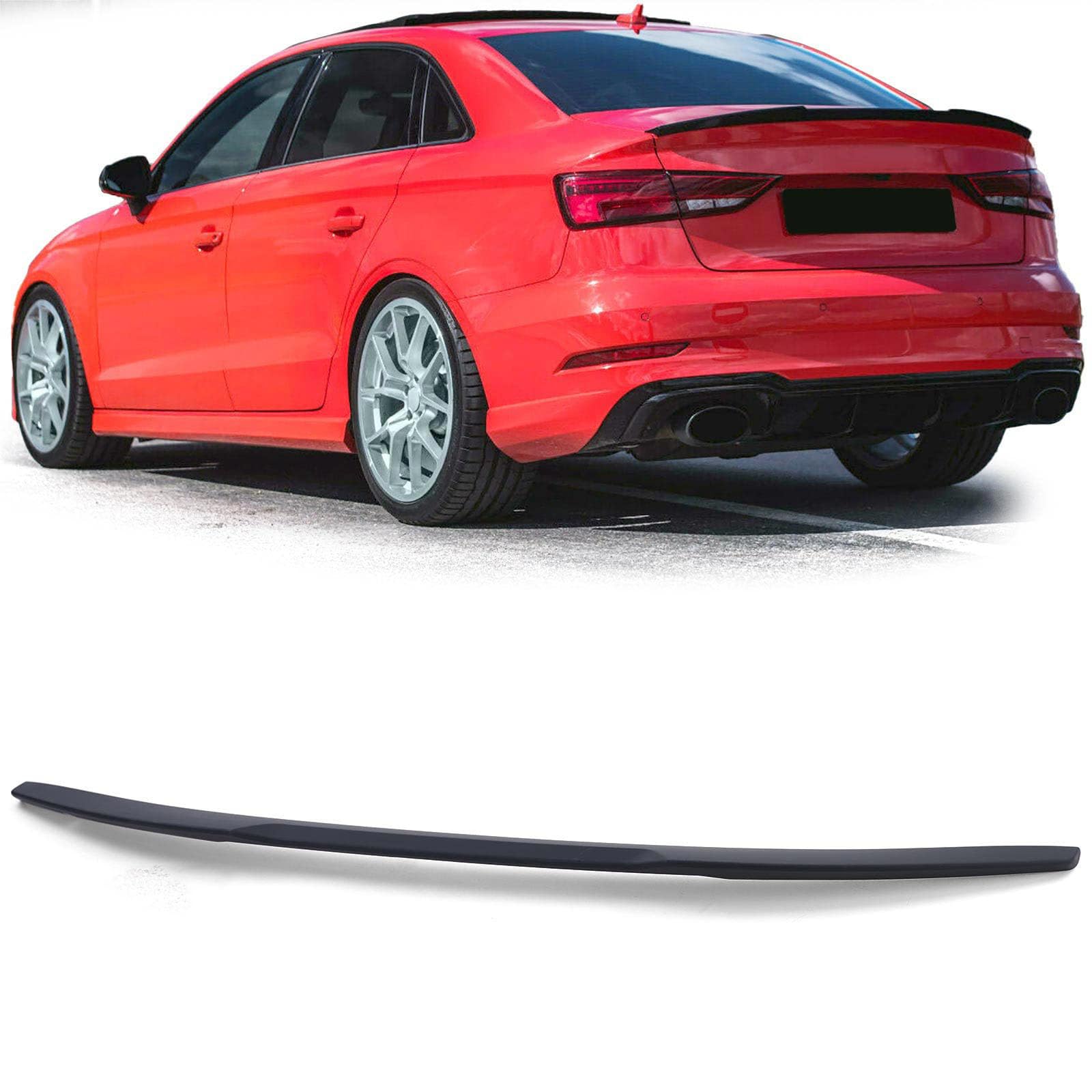 YPSQQHD Car Rear Spoiler Splitter, Rear Trunk Boot Lip Wing lid Spoiler ABS Exterior Accessories, Compatible with Audi A3 S3 RS 8V Saloon 13-21