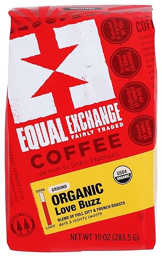 Equal Exchange Organic Ground Love Buzz Drip Coffee, paquete de 10 onzas, 6 unidades