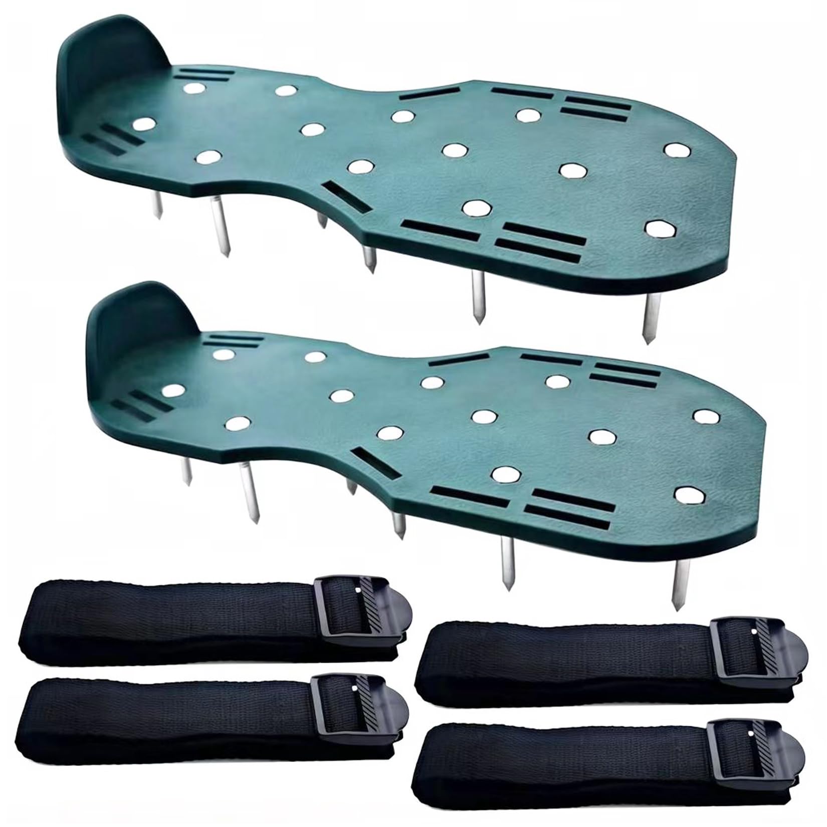 Markeny Rasenbelüfter-Schuhe, Spikes, ideal einfach zu montieren, strapazierfähig, 4 verstellbare Riemen, Yard Rasen-Boden-Sandalen, Grün (1 Paar)