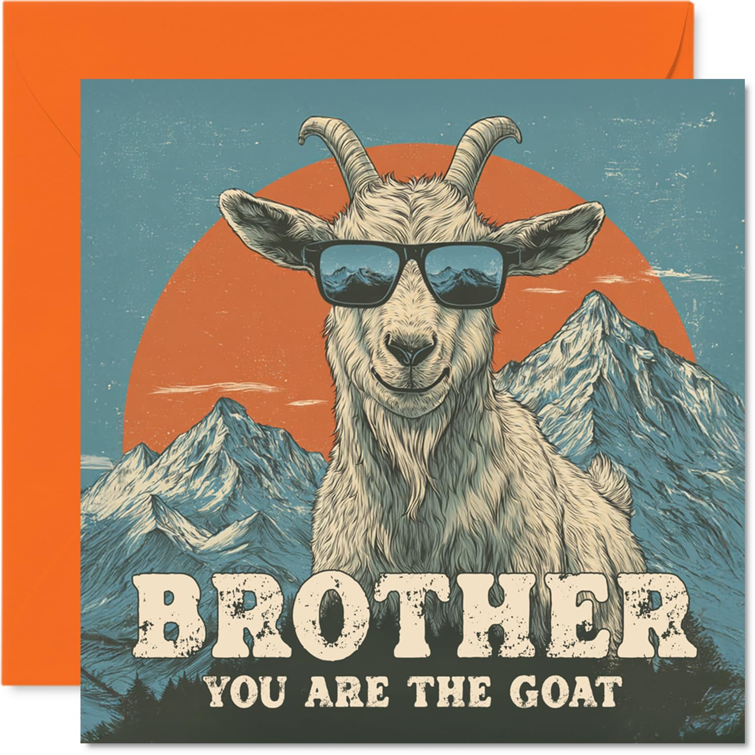 Brother Birthday Card - You Are The Goat - Happy Birthday Card for Brother from Sister Sibling, 145mm Funny Animal Bday Greeting Cards