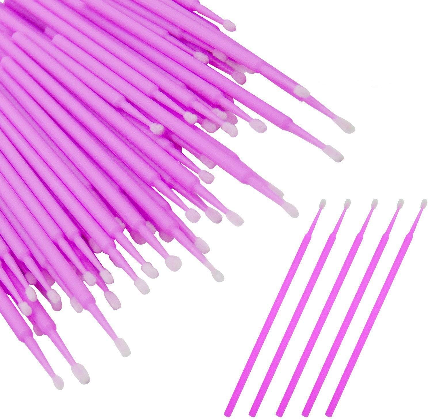 500pcs Bendable Micro Applicator Brushes for Eyelash Extensions Disposable Micro Brush Swabs Wands Micro Tip Applicators Mascara Brush, Pink