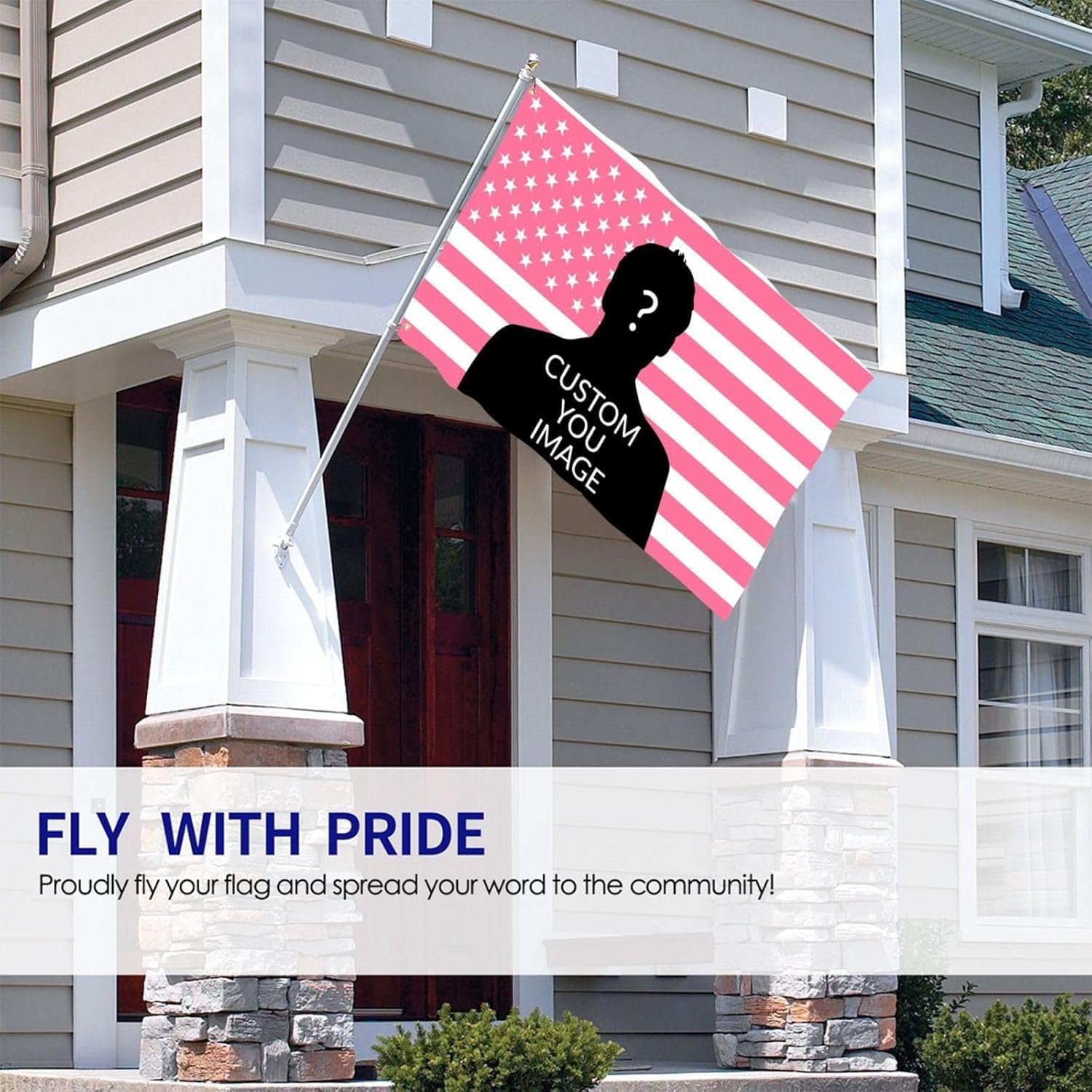 Custom Pink American Flag 5x8FT. Add Your Photo Text. Personalized Custom Flag Banner Tapestry For Indoor And Outdoor Wall Decoration In Rooms And Bedrooms, Also Suitable As Gifts.