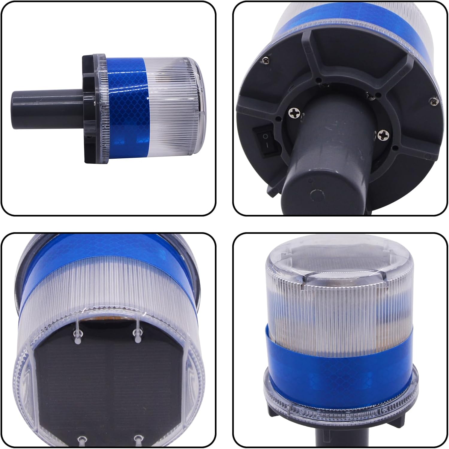 PENCK Solar LED Warning Light Waterproof Driveway Lights Flashing Barricade Light Road Construction Safety Signs Flash Traffic Light for Outdoor Fence Patio Yard Home Pathway Stairs Garden (Blue)