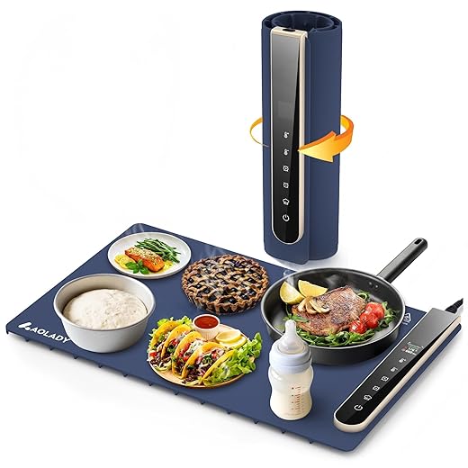 Warming Mat for Food, House Warming Gifts New Home, Birthday Gifts for Mom Dad Women Men, 15"x23.6" Chafing Dishes for Buffet with APP Controller, Multiple Temperature and Timer Levels, Blue