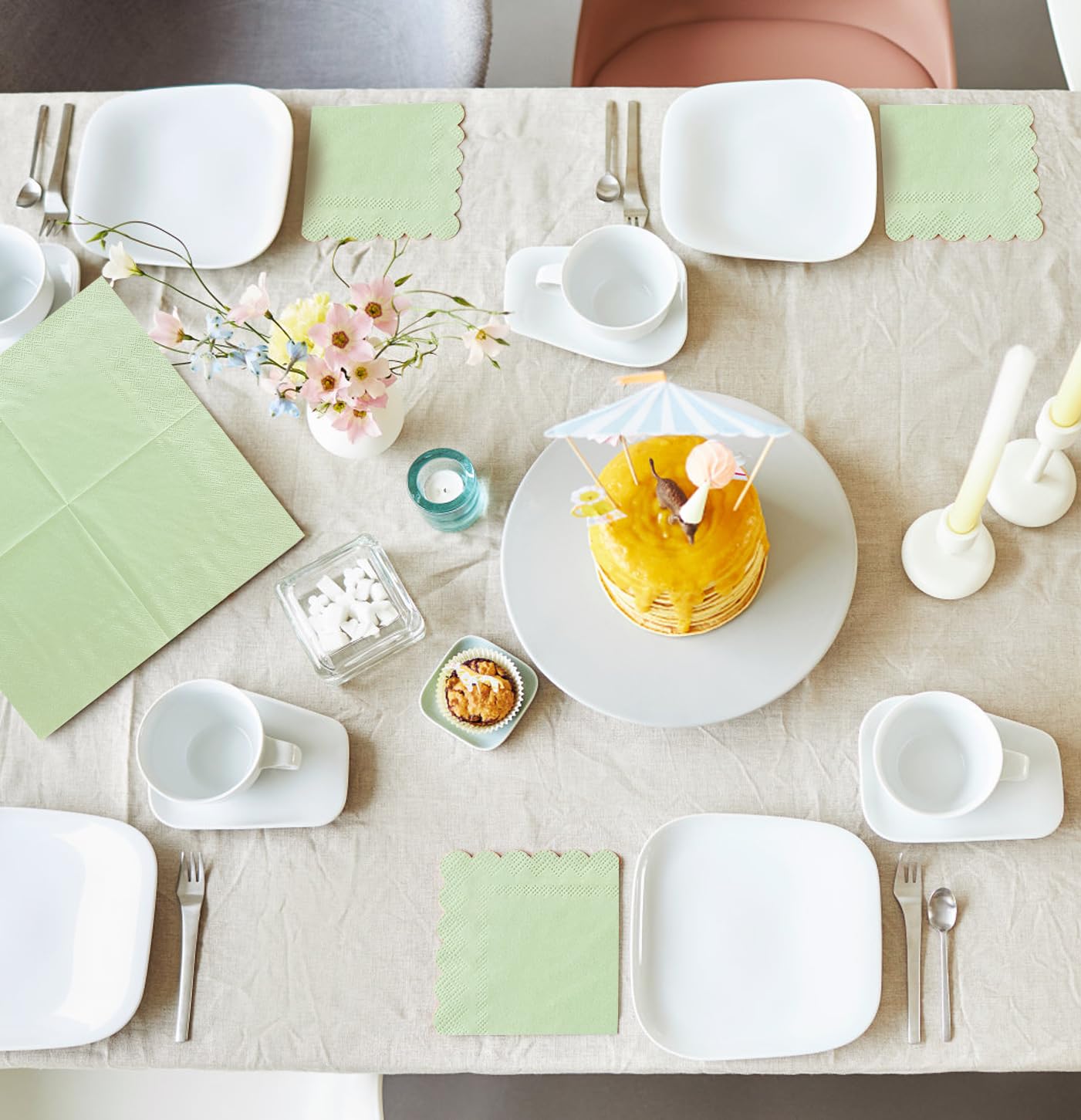 50 Stück Weiße Cocktail-Servietten (2-lagig) – 25x25 Cm, Aus Zellstoff, Für Hochzeiten, Geburtstage & Partys