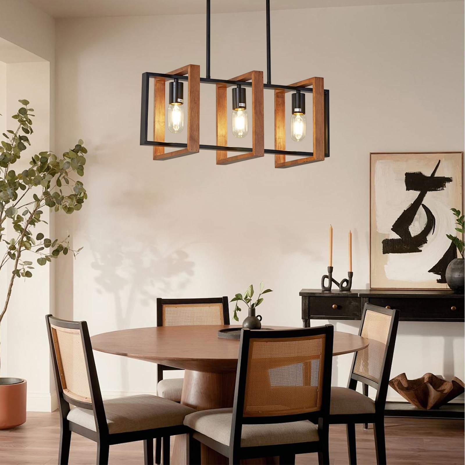 Lampadari Da Cucina,Legno Metallo Piscina Tavolo Luci, Industriale Lampadario Cucina Altezze Regolabili Per Sala Da Pranzo E Soggiorno, Foyer Corridoio (A,3 Heads)