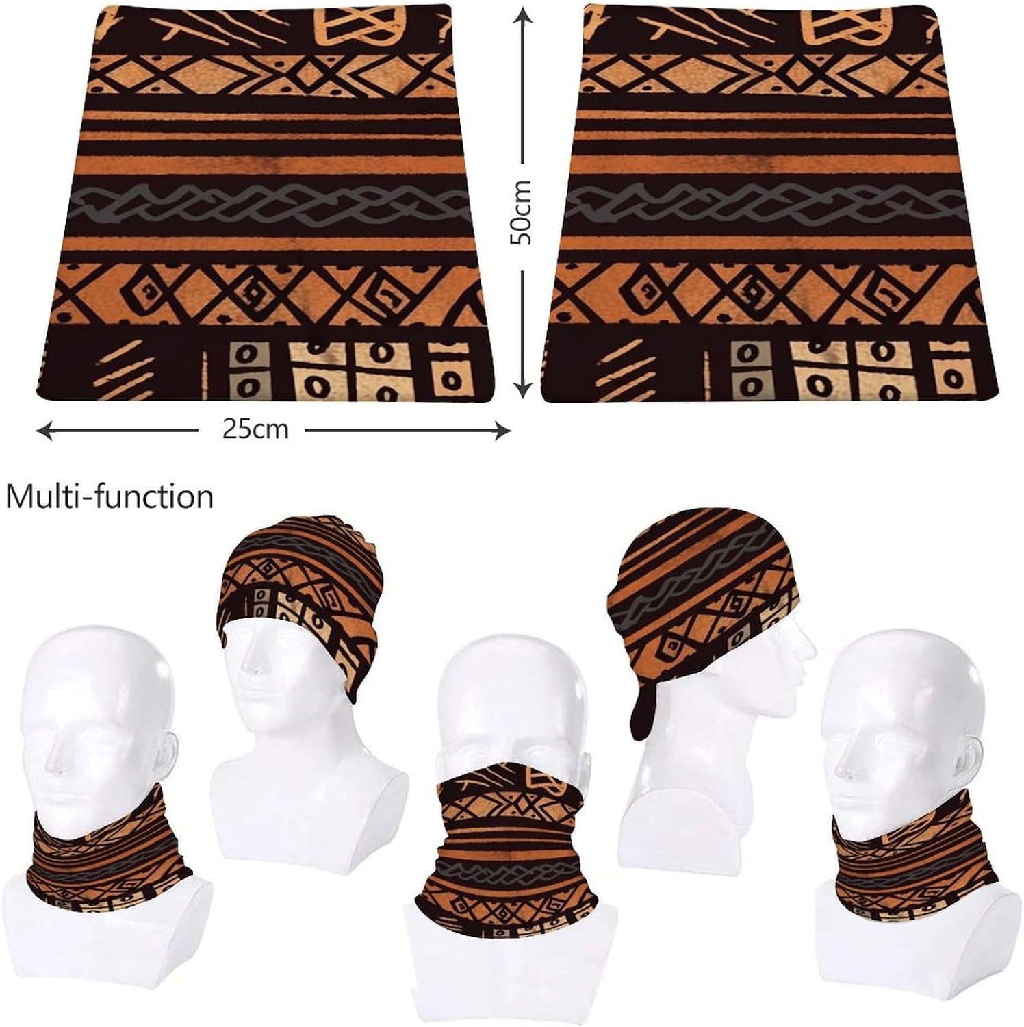 African Mud Cloth Tribal Neck Gaiter Outdoor Sports Bandana Cooling Face Mask Tube Face Scarf Microfiber Seamless Headwear for Women Men Hiking Fishing
