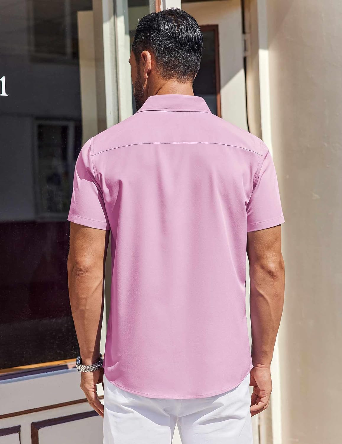 COOFANDY Mens Short Sleeve Button Down Shirts Wrinkle Free Dress Shirt for Men Business Casual Shirt with Pocket - Image 3