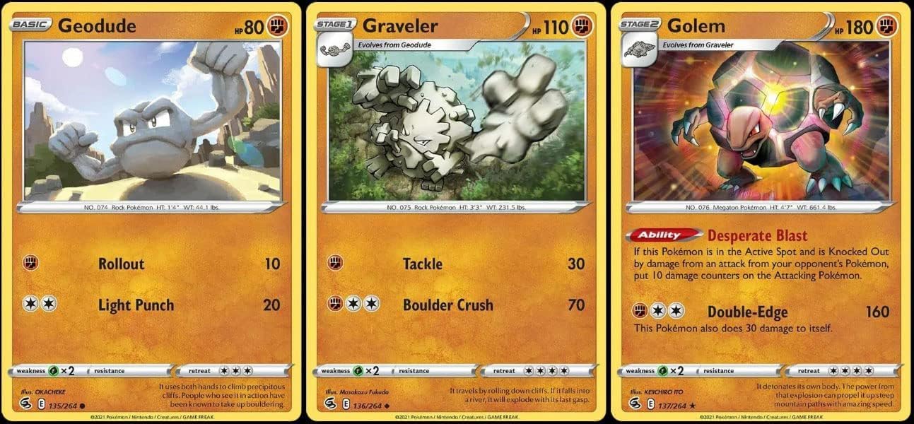 Golem 137/264 - Fusion Strike - Rare - Pokemon 3 Card Lot - Stage 2