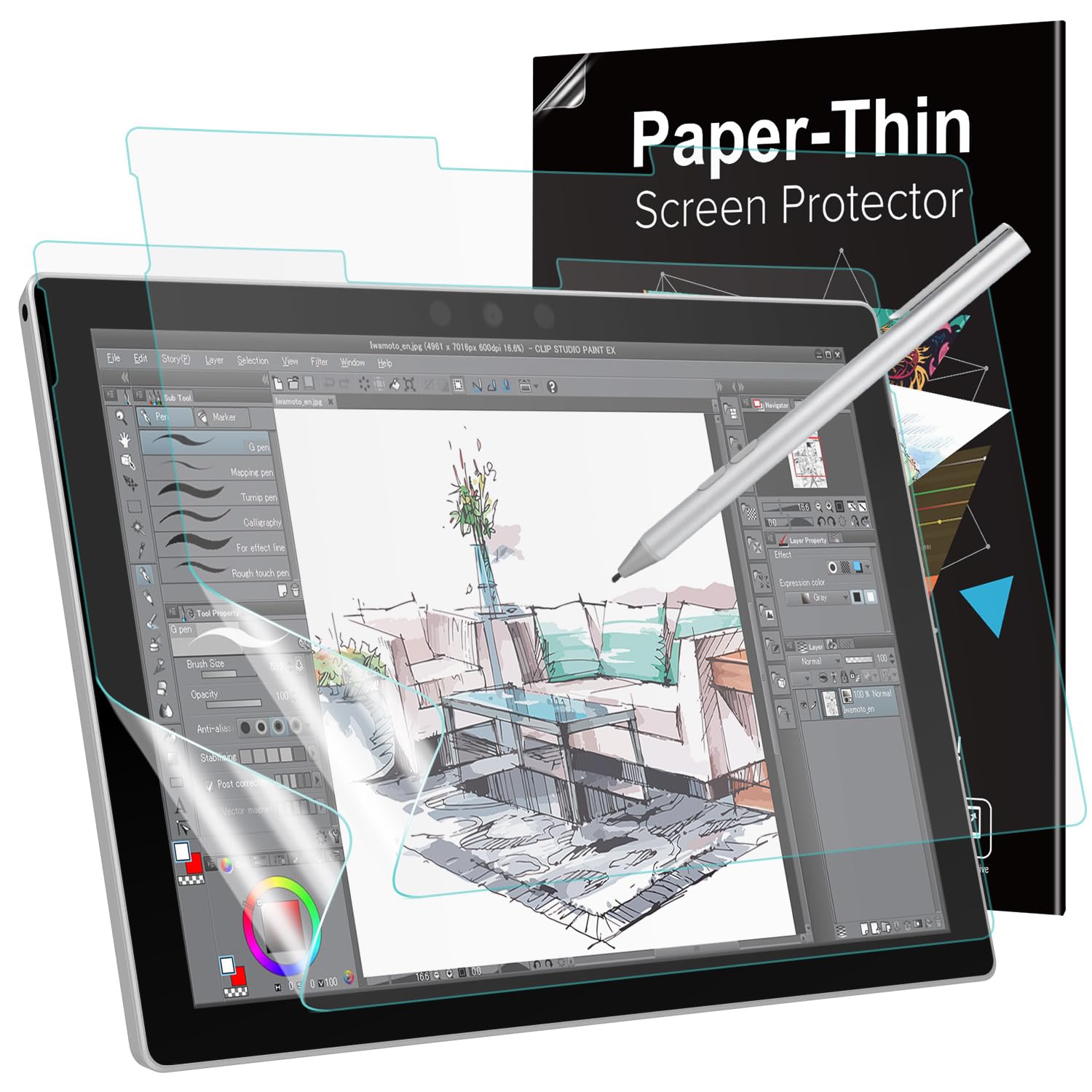 MoKo Matte Screen Protector for Microsoft Surface Pro 7 plus/Pro 7/Pro 6/Pro 5/Pro 4/Pro LTE Tablet, Anti Reflection PET Film, Write Draw and Sketch with Surface Pen Like on Paper, 2 Pack, Clear